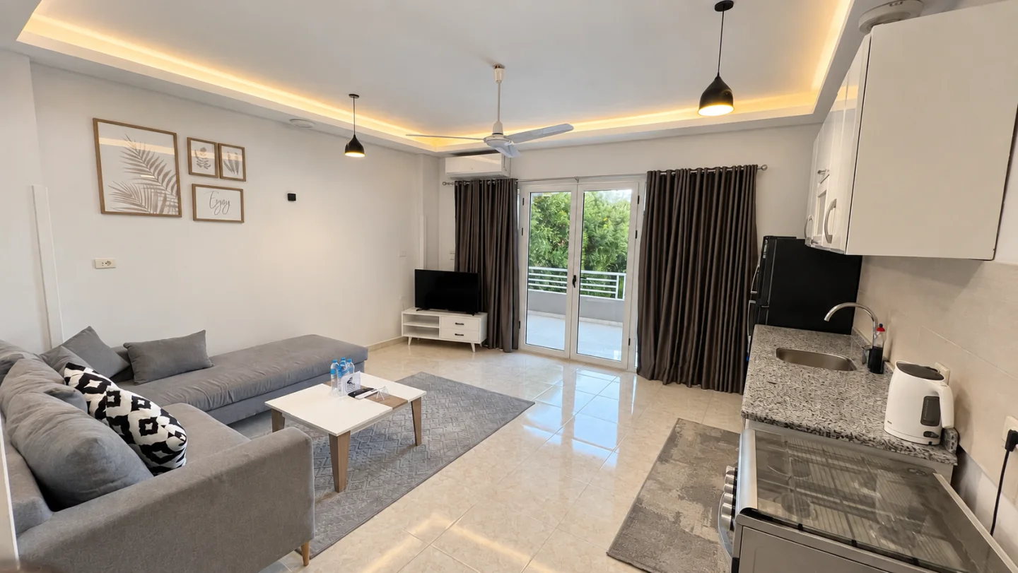 Open-plan living room and kitchen