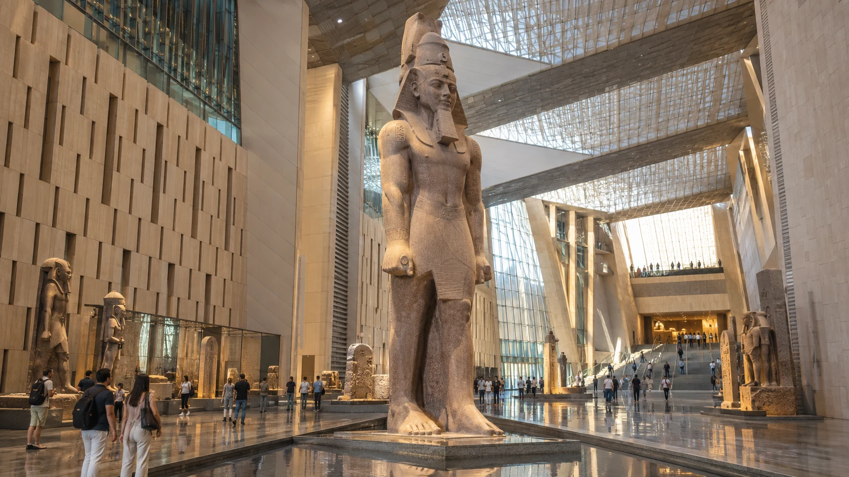 Ramesses II in the Grand Egyptian Museum’s soaring Grand Hall