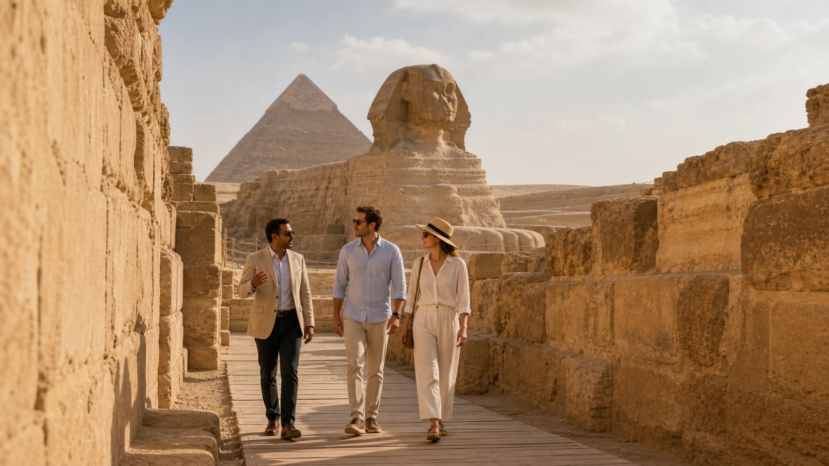 Guests exploring the Valley Temple area with their guide